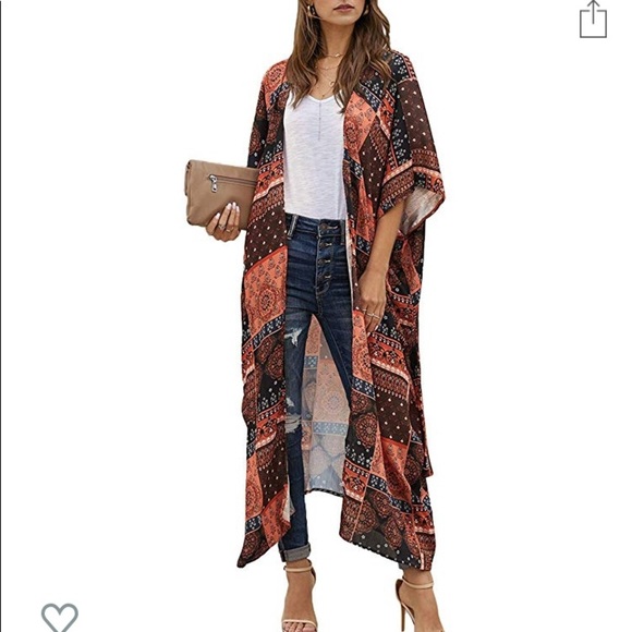 Sweaters - NWT Flowy Kimono Sheer Chiffon Cardigan Beachwear